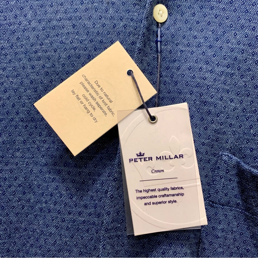 Peter Millar Blue Diamond Knit Dress Shirt - Picture 5 of 7